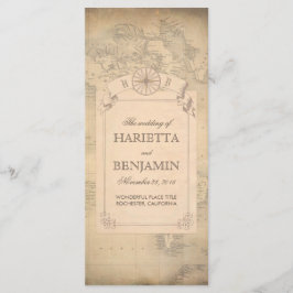Vintagens världskarta gamla Bröllopsprogram Program