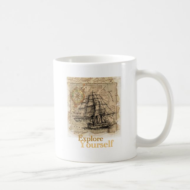 Vintagens världskarta kaffemugg (Höger)