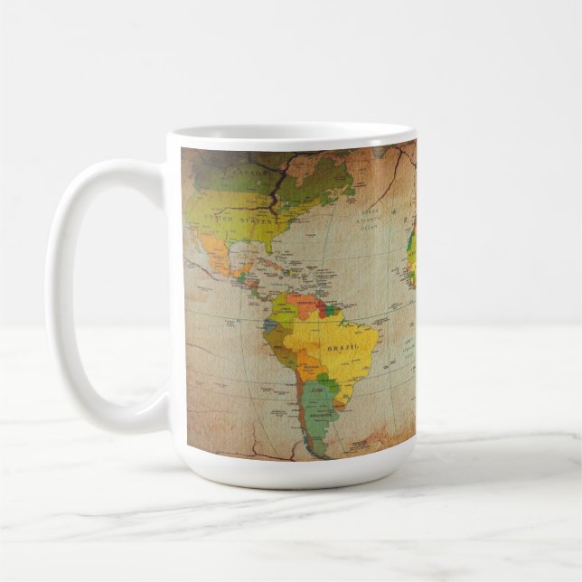 Vintagens världskarta kaffemugg (Vänster)