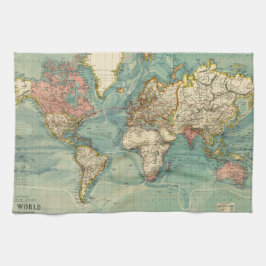 Vintagens världskarta kökshandduk