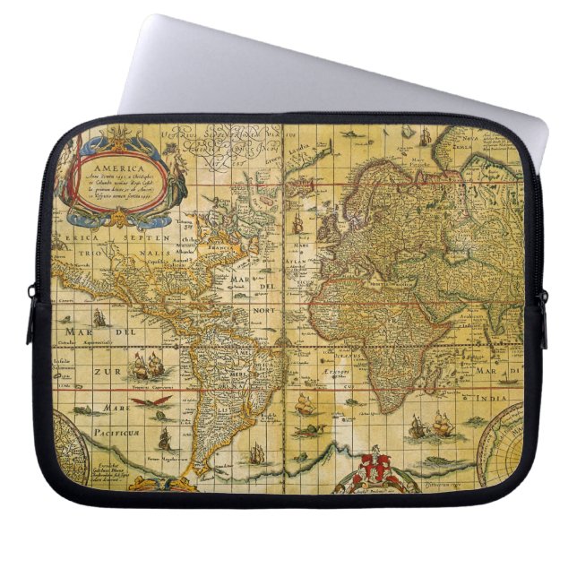 Vintagens världskarta laptop sleeve (Framsidan)