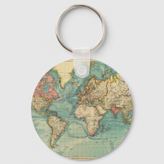 Vintagens världskarta nyckelring (Framsida)