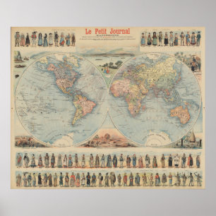 Vintagens världskarta poster