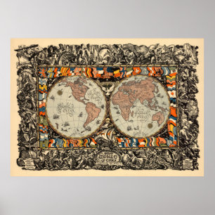 Vintagens världskarta poster