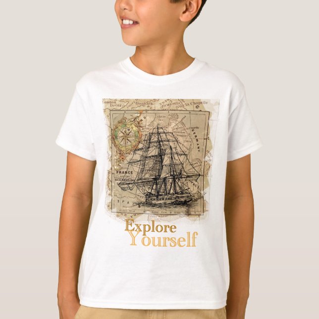 Vintagens världskarta t shirt (Framsida)