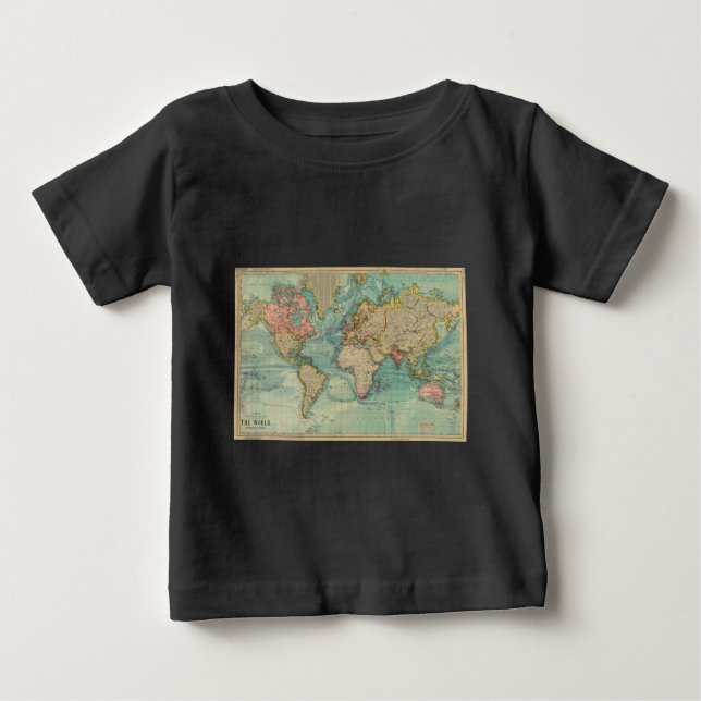 Vintagens världskarta t-shirt (Framsida)