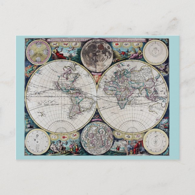 Vintagens världskarta vykort (Framsida)