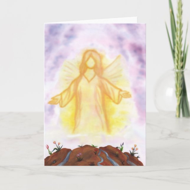 vintagens vattenfärgsängel som visas och skuggas helgkort (Framsida)