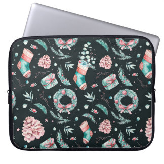 Vintagens vattenfärgschristmas-illustration laptop fodral
