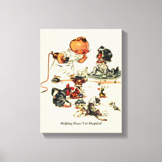Vintagens veterinär Besök med det anpassade namnet Canvastryck (Framsida)