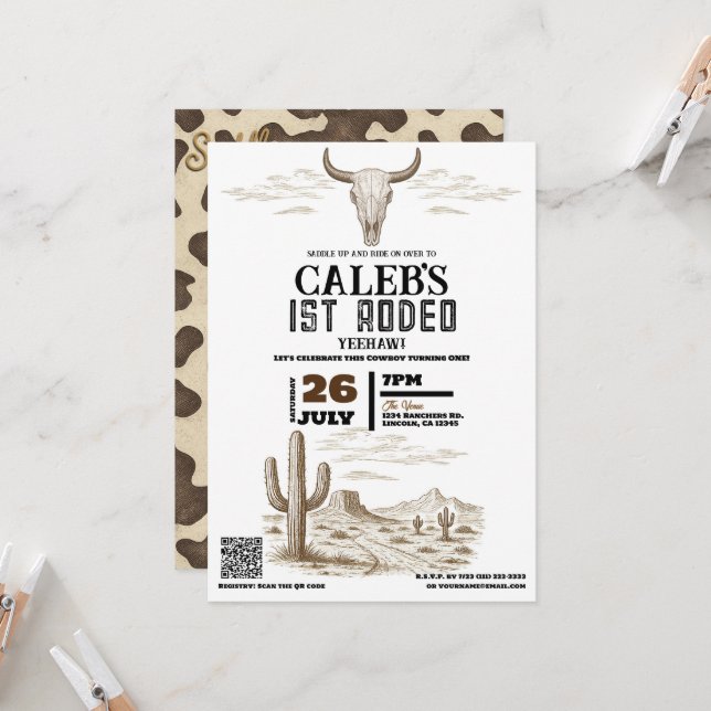 Vintagens Vilda western Western Födelsedagsfest fö Inbjudningar (Fram/Back In Situ)