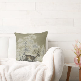 Vintagens vinter liggande scen med Hjort Kudde