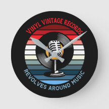 Vintagens vinylregistrering design av väggklocka