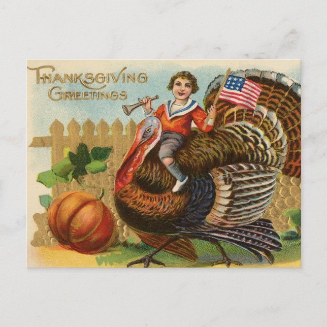 Vintagens vykort för Thanksgiving (Framsida)