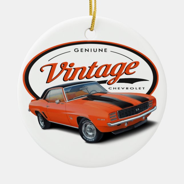 Vintageorange Camaro Julgransprydnad Keramik (Framsidan)