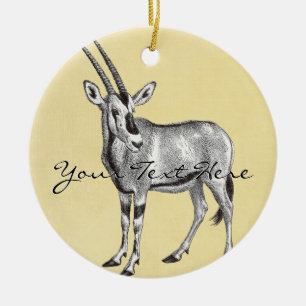 Vintageoryxantilopprydnad Julgransprydnad Keramik
