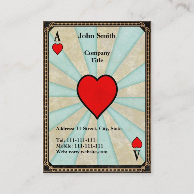 Vintageöverdängare av hjärtor visitkort (Framsida)