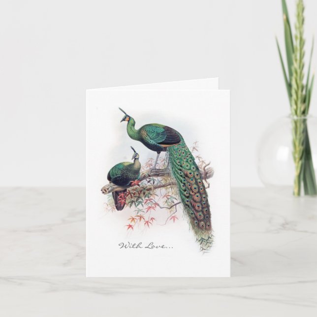 Vintagepåfågel Notecard Kort (Framsida)