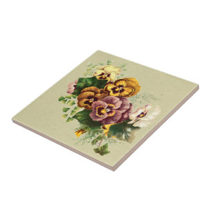VintagePansiesbukett Kakelplatta