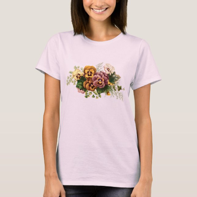 VintagePansiesbukett T Shirt (Framsida)