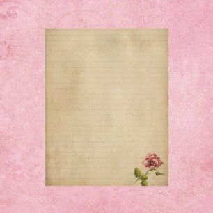 Vintagepapper med rosa ros