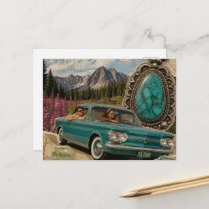 Vintagepar på kartan i bergen Collage Vykort