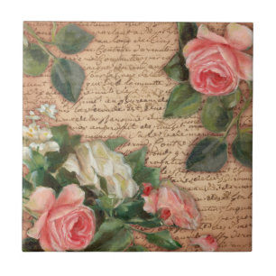 Vintageparchment- och shabby chicro kakelplatta