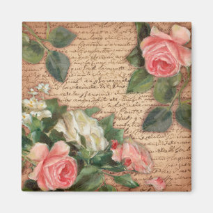 Vintageparchment- och shabby chicro magnet