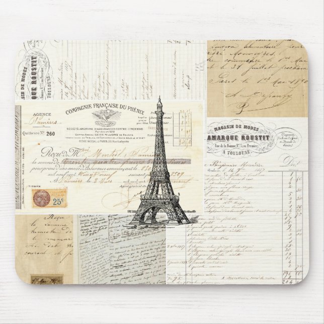 VintageParis franska Ephemera Mousepad Musmatta (Framsidan)