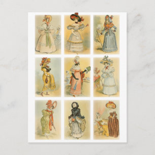 VintageParis mode (det 18th och 19th århundradet) Vykort