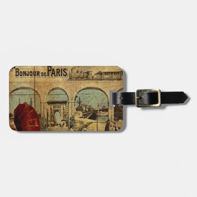 VintageParis tryck Bagagebricka (Horisontell Framsida)