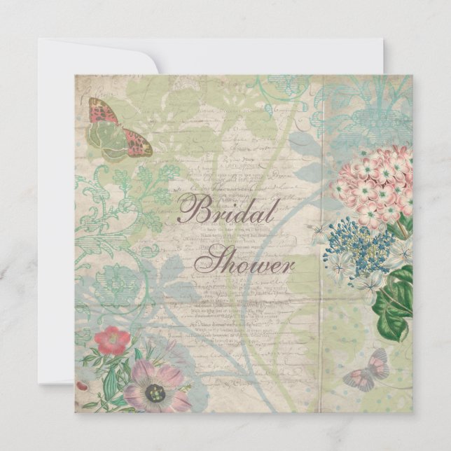 Vintagepärlor & snöreshabby chicmöhippa inbjudningar (Framsida)