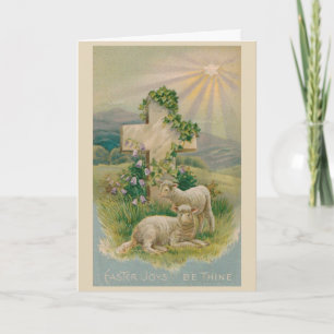 Vintagepåsk - crucifix och Lambs, Helgkort