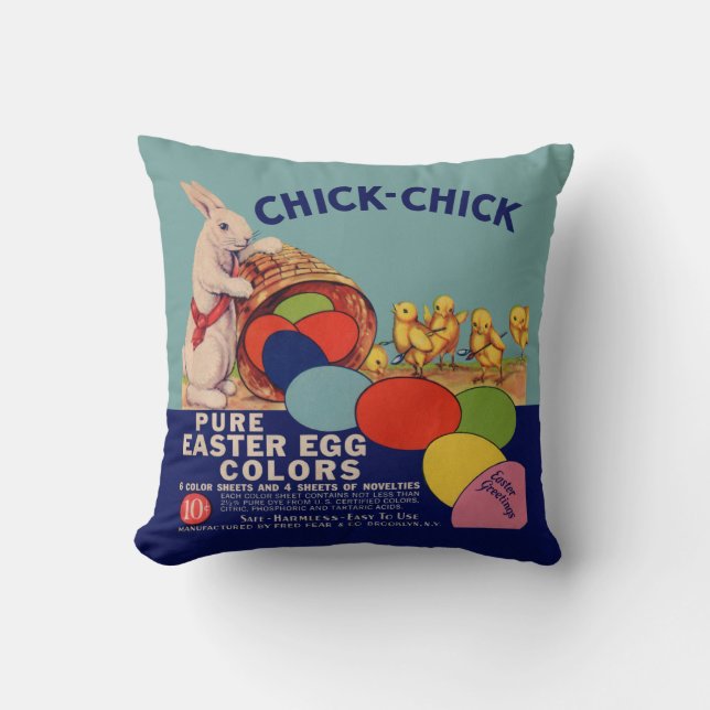 Vintagepåskäggfärger med påskharen kudde (Framsida)