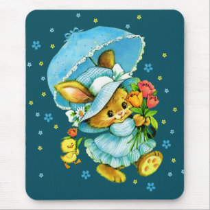 Vintagepåskhare och chick. Gåva Mousepads Musmatta
