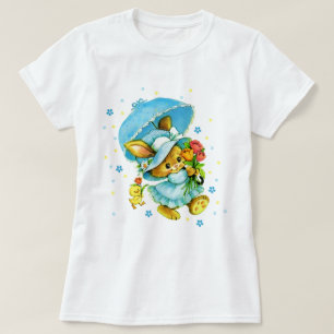 Vintagepåskhare och chick. Ungetröja T-shirt