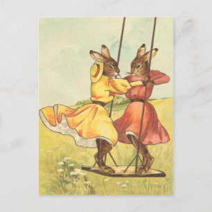 Vintagepåskharevykort Helg Vykort