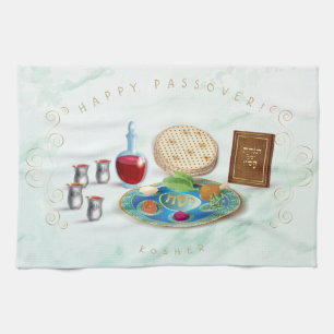 Vintagepåskhögtid Seder dekorativa Kosher Pesach Kökshandduk