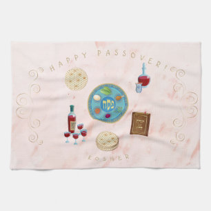 Vintagepåskhögtid Seder dekorativa Kosher Pesach Kökshandduk