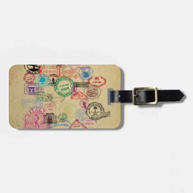 Vintagepassfrimärken Bagagebricka (Horisontell Framsida)
