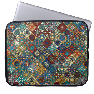 Vintagepatchwork med blom- mandalainslag laptop fodral