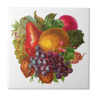 VintagePear, druva, citron, Apple och valnötter Kakelplatta