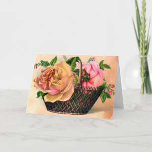 Vintagepersika och rosa mors dagkort för rosa Tea Kort