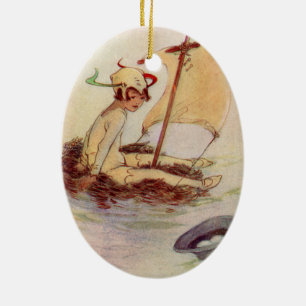 VintagePeter Pan prydnad Julgransprydnad Keramik