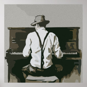 Vintagepianist i harmoni poster