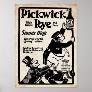 VintagePickwick Rye gammalt Liqour tryck