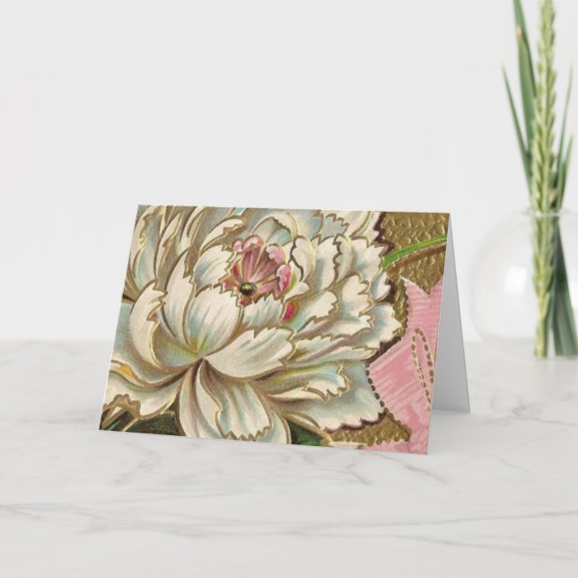 Vintagepionblomma Kort (Framsida)