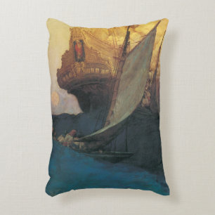 Vintagepirat, Anfall på en galeon av Howard Pyle Prydnadskudde