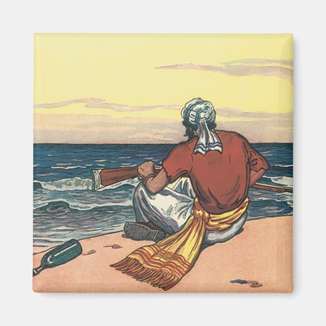 Vintagepirater, strandsatta på en öde ö magnet (Framsidan)