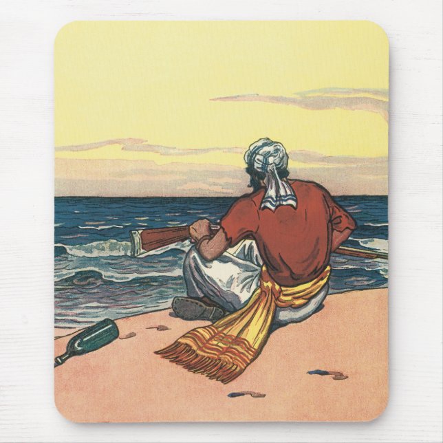 Vintagepirater, strandsatta på en öde ö musmatta (Framsidan)